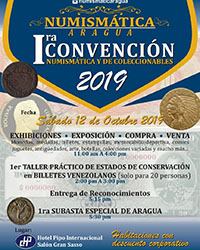 1ra convención numismática y subasta numismática y coleccionables el estado Aragua