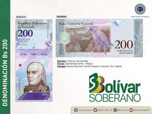 Afiche del anuncio del billete de 200 Bs.S