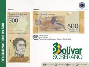 Afiche del anuncio del billete de 500 Bs.S