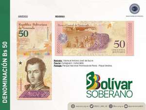 Afiche del anuncio del billete de 50 Bs.S