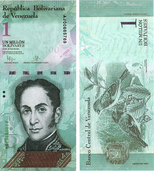 Falsa notifica de billete de 1 millon de Bolivares