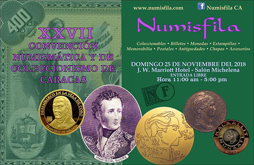 Poster of the XXVII Numismatic and Collecting Convention of Caracas, November 2018