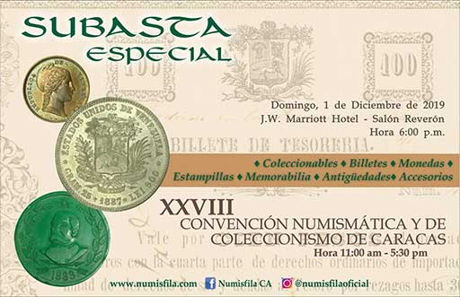 Poster of the XXVIII Numismatic and Collecting Convention of Caracas, December 2019