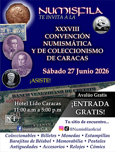 Poster of the 38th Numismatic and Collecting Convention of Caracas, June 2026