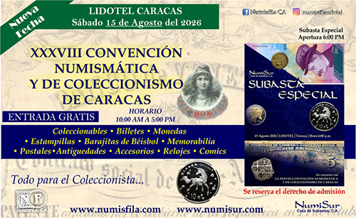 Poster of the 38th Numismatic and Collecting Convention of Caracas, August 2026