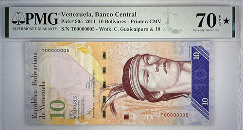 Billete gradado PMG 70 * EPQ