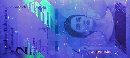 Piece bbcv2bss-aa01-a8 (Obverse, under ultraviolet light)