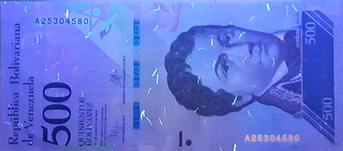 Piece bbcv500bsf-aa01-a8 (Obverse, under ultraviolet light)